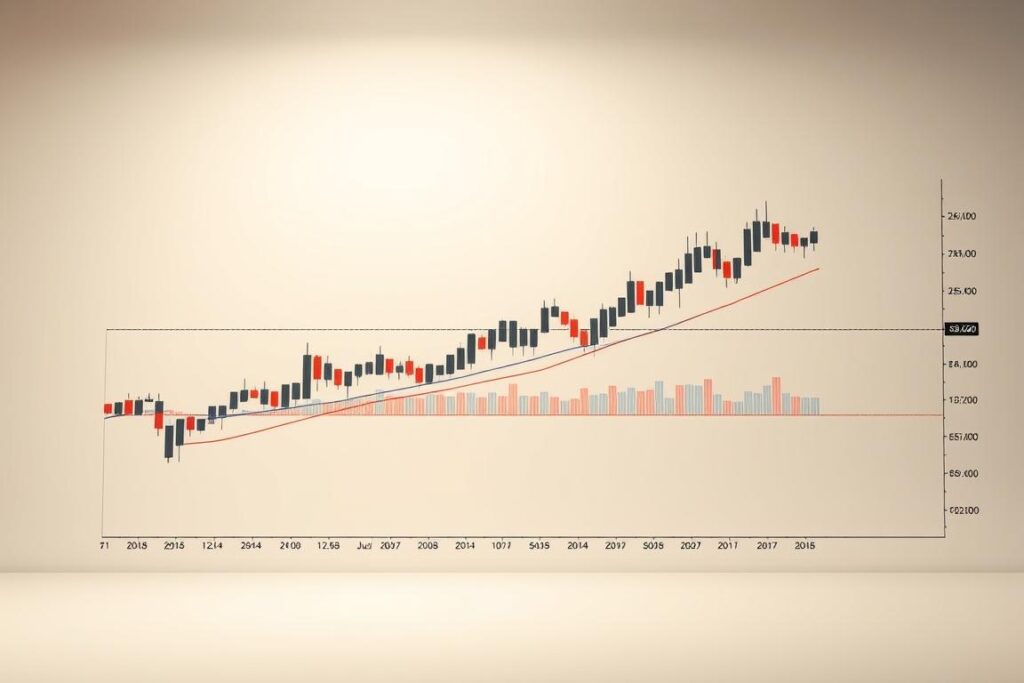 A detailed stock chart showing volume analysis trends, with a focus on volume profile indicators. The chart is displayed against a clean, minimalist background, allowing the technical data to take center stage. Neutral tones and muted colors create a professional, analytical atmosphere. The chart features clear volume bars, price lines, and volume profile overlay, providing a comprehensive visual representation of volume-based trading signals and decision-making. The composition is balanced, with ample negative space to highlight the key analytical elements. Lighting is soft and even, with a subtle depth of field to draw the viewer's attention to the core data visualizations.